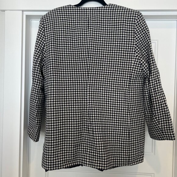 SK & Company Vintage Navy Blue and White Wool Houndstooth Blazer Jacket Size 16 - Picture 3 of 7
